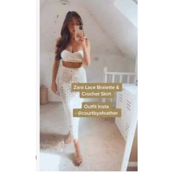 Zara EMBROIDERED GUIPURE LACE CROP TOP LIMITED EDITION Small NWT 1067 458 - Picture 2 of 3